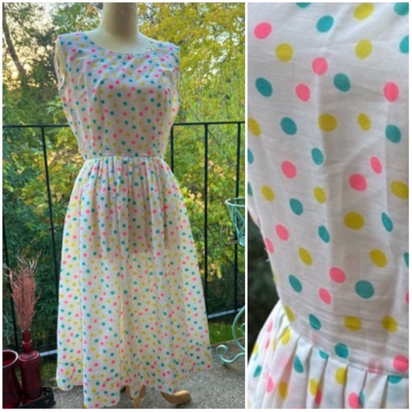 Vintage 1950’s Polka Dot Party Dress - Picture 2 of 8